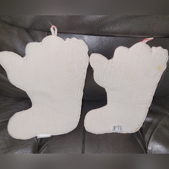 🎄 Vintage Christmas Stocking Shaped Potholders Set of 2 Holiday Decor - Picture 2 of 6